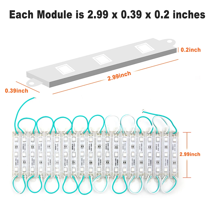 LED Module SMD 5050 3 LED DC12V Waterproof Advertisement Sign Letter Storefront Strip Lamp Modules Light Green Color (4)
