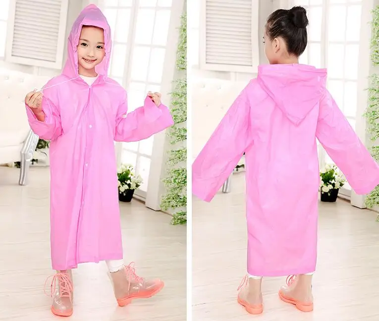 5.Age 6~13 Kids student Hooded Jacket children Girl boy Rain coat Poncho Raincoat Cover Long transparent Rainwear