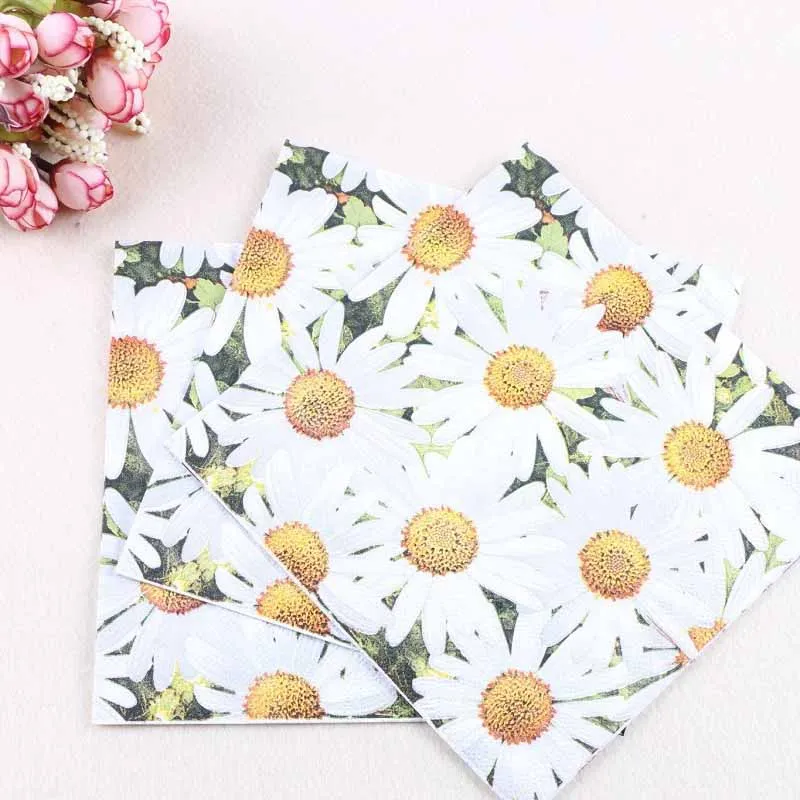Ynaayu 20pcs/set Napkins Daisy Paper Napkin 33*33cm Disposable Tableware Napkins 100 Nature