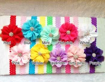 

10 Color Starburst Button Chiffon Flower Headbands for kids Girls Photo Props 20pcs/lot Freeshipping