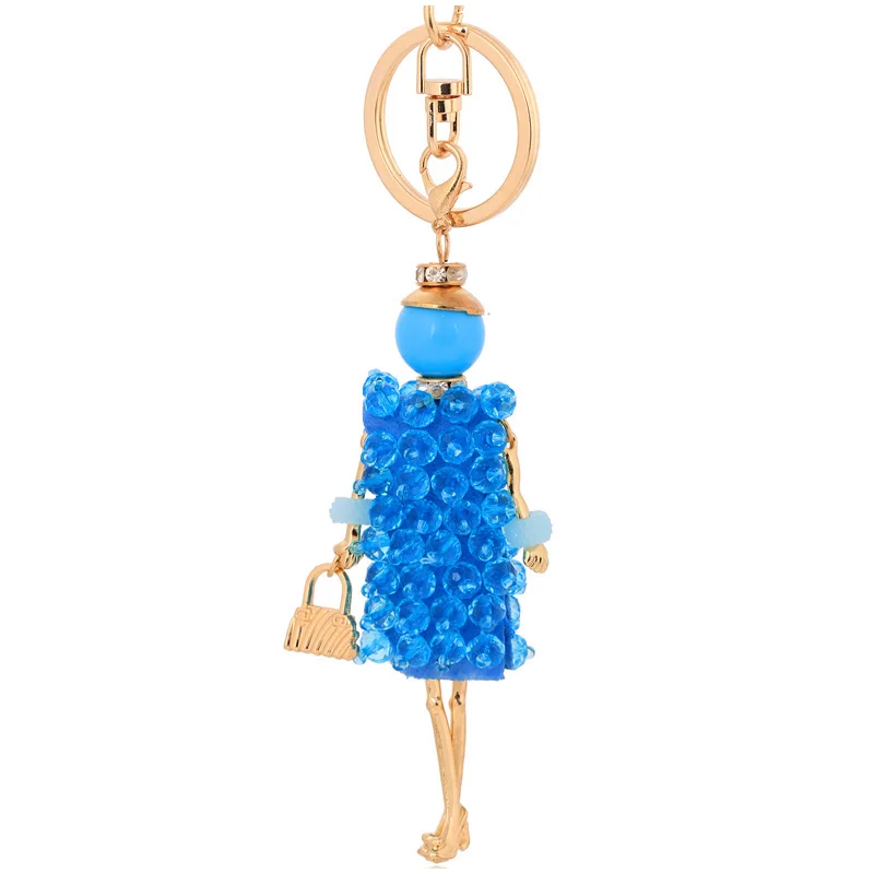 2017 classic doll keychains for women rhinestone key ring chains bag