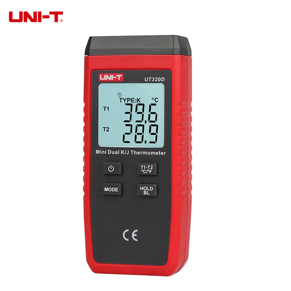 

New UNI-T UT320D Mini Contact Thermometer Dual-channel K/J Thermocouple Temperature Meter With LCD Backlight
