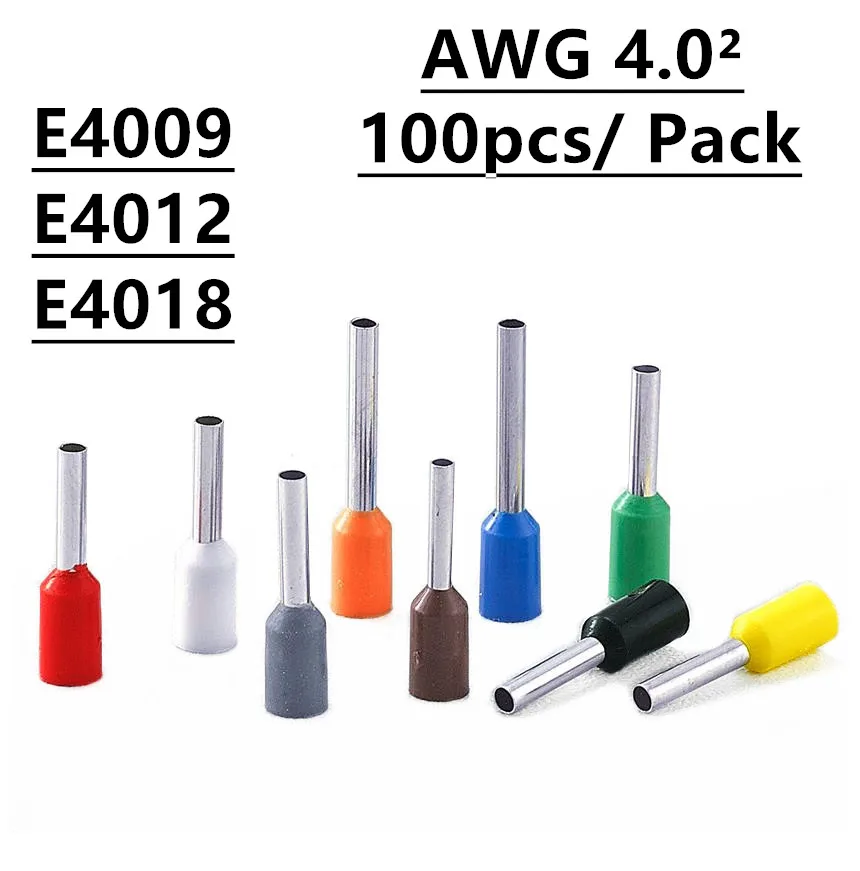 1000pcs 12 AWG 4.0 mm² isolé Cord End Terminal Fil Embouts E4009