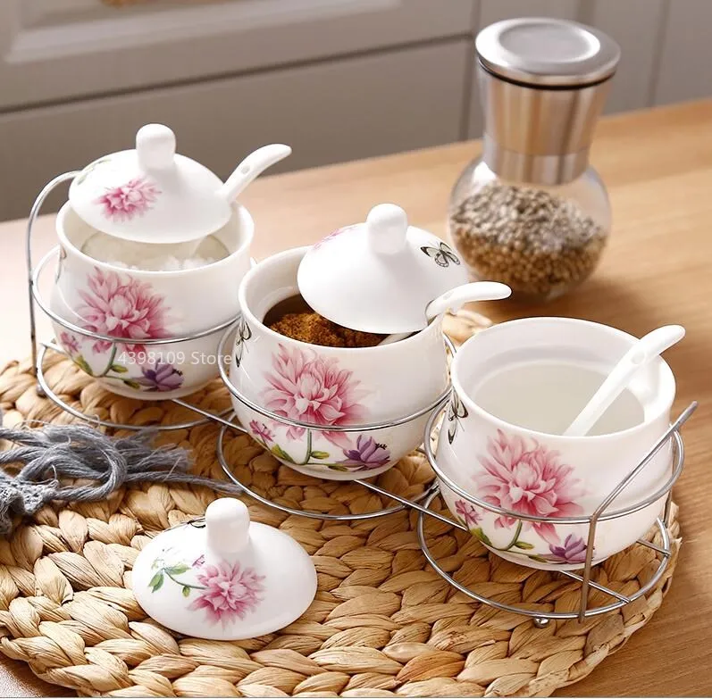 

Home kitchen seasoning tools ceramic seasoning bottle salt sugar storage tank kitchen supplies seasoning jar 3 piece set