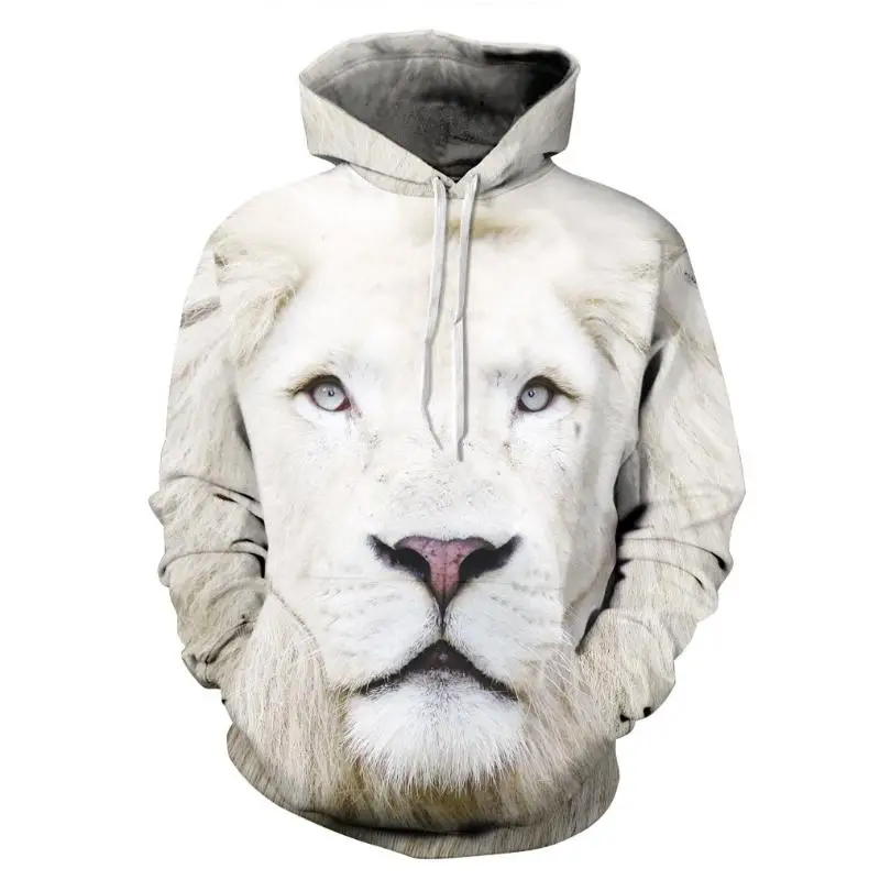 Mens Hoodies Funny 3D Tiger Lion Print Animals Sweatshirt Casual Loose Pocket Long Sleeve Winter Men Hoodies Unisex Pullovers