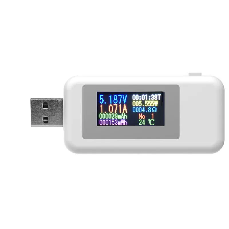 Цифровой 10 в 1 USB тестер напряжения тока тестер Красочный ЖК-дисплей USB зарядное устройство Тестер измеритель мощности мобильный аккумулятор детектор - Цвет: white