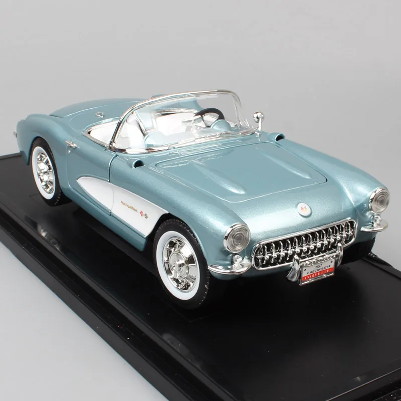 1/18 большой дорожный фирменный классический автомобиль Chevrolet Corvette 1957 Chevy vette металлические Литые и игрушечные машинки Миниатюрные модели автомобилей