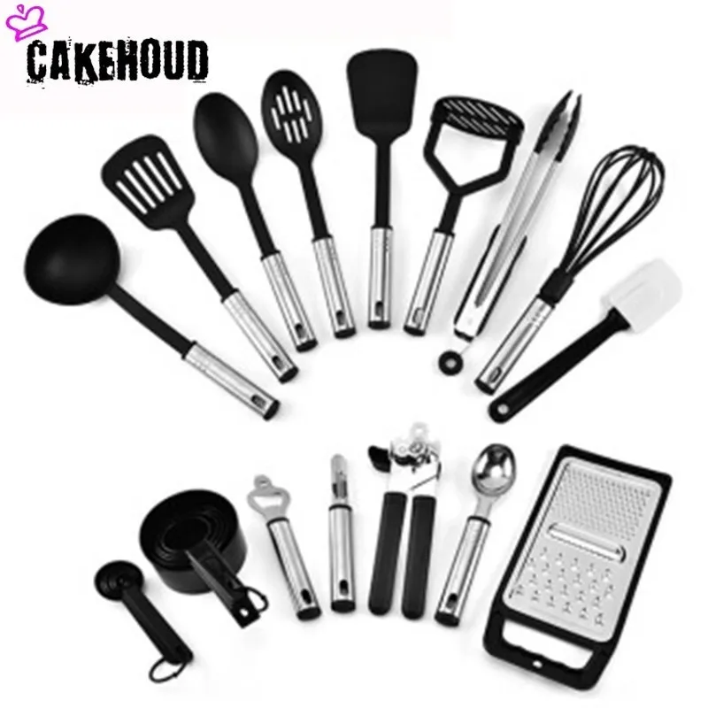 

CAKEHOUD 24PCS Stainless Steel And Food Grade Silicone Kitchen Cooking Tools Spatula And Spoon Nonstick Cookware Baking Tools