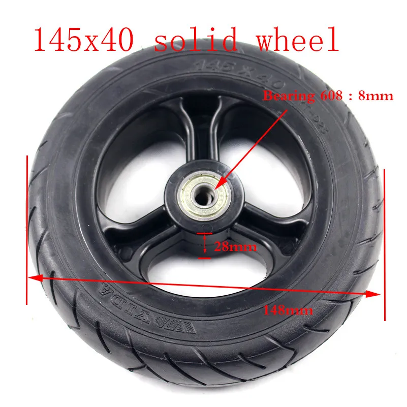 Молниеотгрузка 6 дюймов сплошное колесо 145X40 твердые шины 145*40 с пластиковый хаб подходит для электрической скутердетской тележки