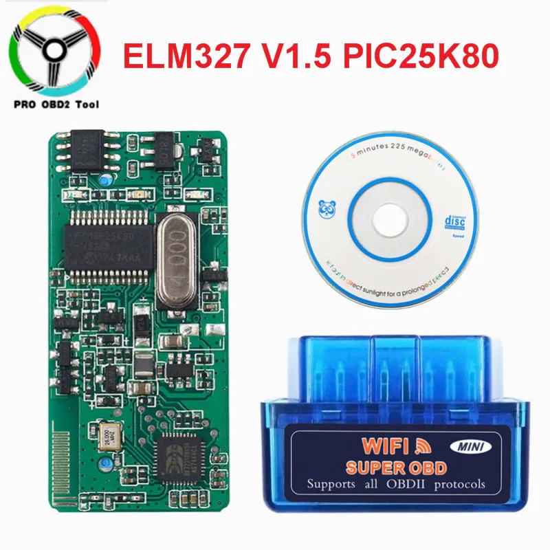 Высокое качество PIC18F25K80 чип ELM327 супер мини ELM327 V1.5 оборудования WI-FI OBD2 работает на базе Android/iOS Поддержка все OBD-II протоколы