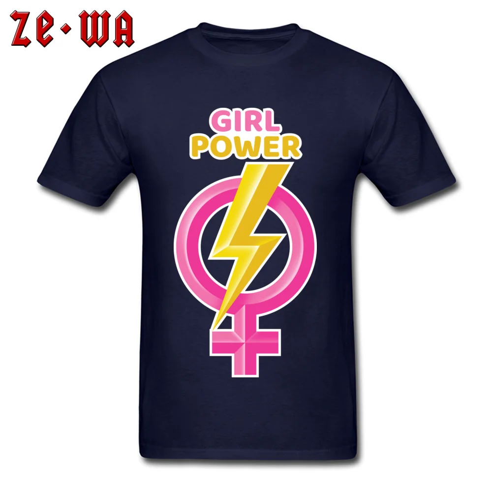 Summer Girl Power Geek Short Sleeve Summer/Fall T Shirt 2018 O-Neck Pure Cotton Tee Shirts Male T-shirts Drop Shipping Girl Power navy