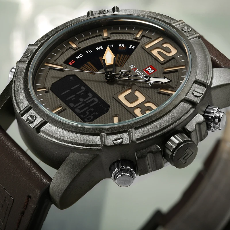 Часы наручные NAVIFORCE Мужские кварцевые цифровые модные роскошные брендовые