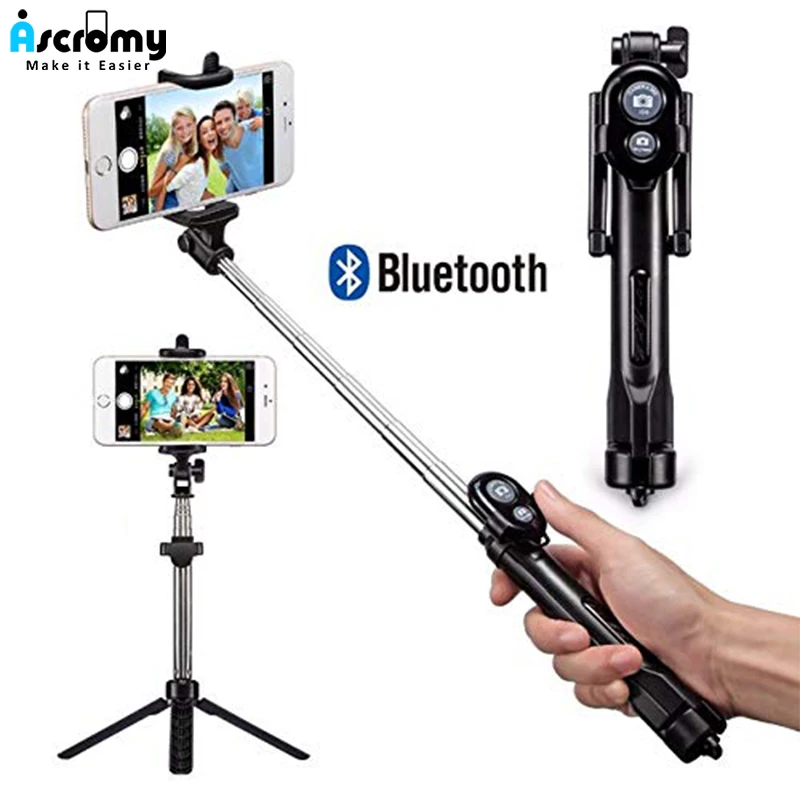 

Ascromy Bluetooth Selfie Stick Tripod Stand Extendable Monopod Tripe Remote Control For Xiaomi Samsung iPhone Huawei Accessories