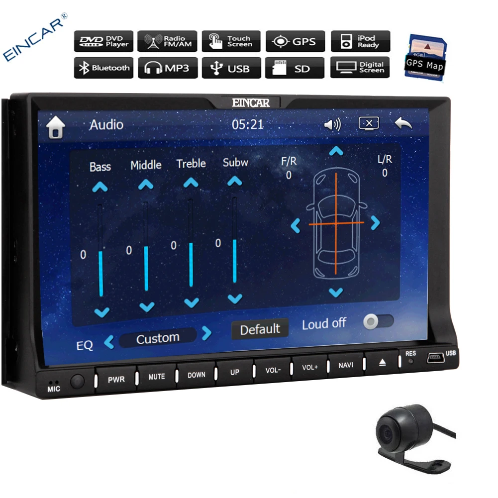 Cheap Eincar 7 inch Car DVD Player FM Accessory Movie Stereo Audio GPS Auto Radio SD in dash car stying Steering Wheel Autoradio 14