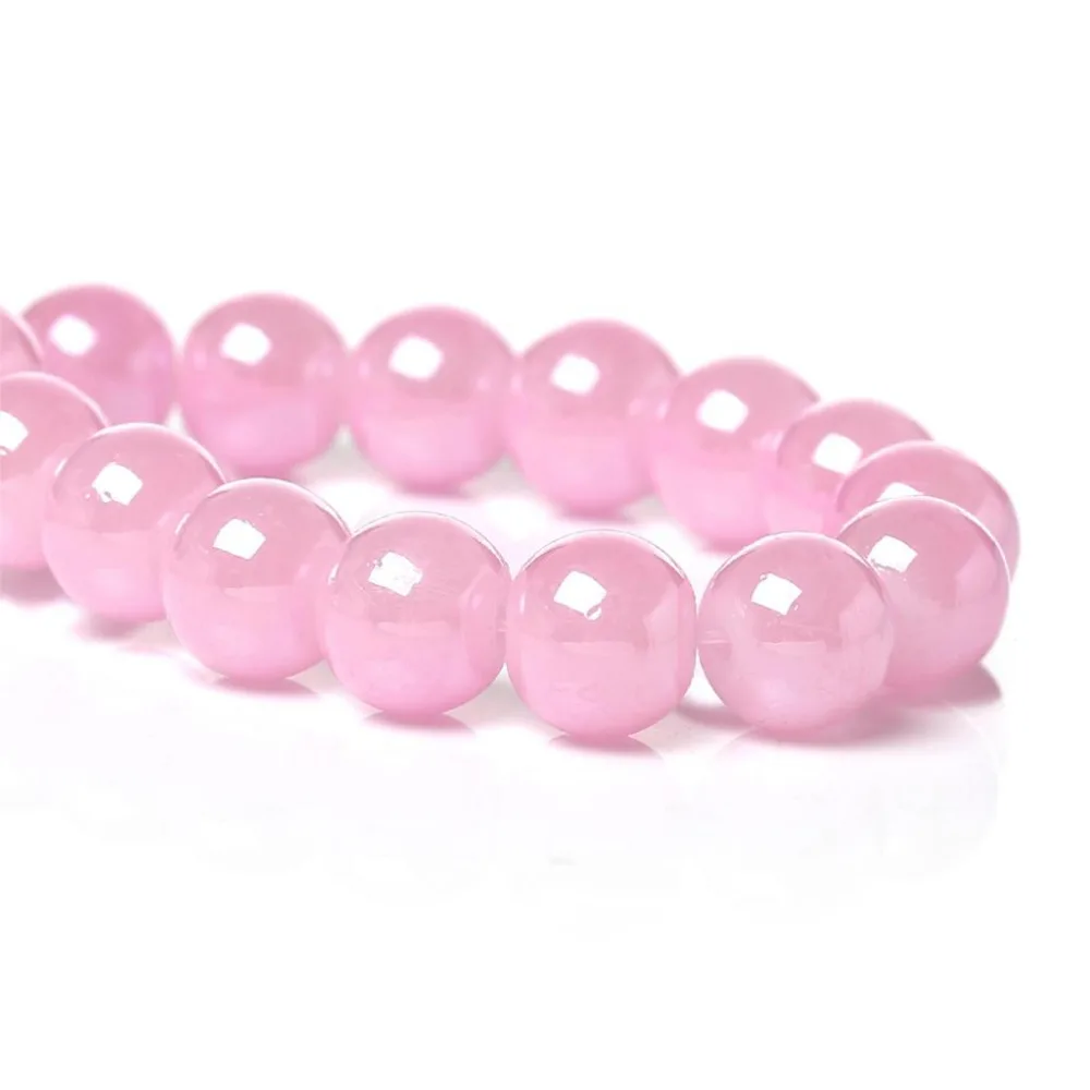 gem Natural 9 10mm pink stone necklace 17inch handmade women's jewelry