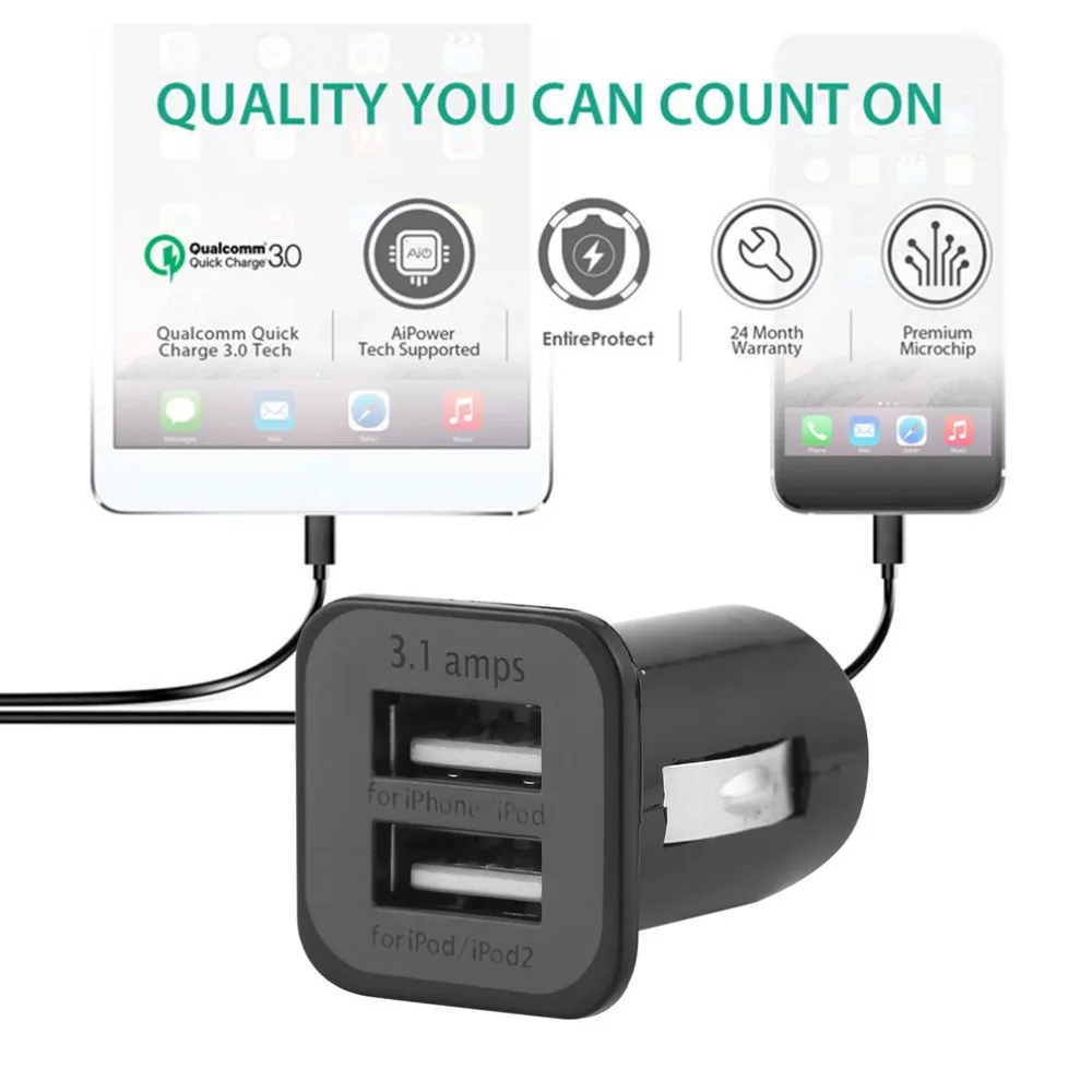 

Universal Dual 2 Port USB Car Charger 3.1A Mini Car Charger Adapter/Cigarette Socket for iPhone iPad iPod Tablet PC Drop Shippin