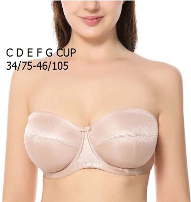 C D E F G 46/105 плюс размер большая чашка без бретелек бесшовный бюстгальтер пуш-ап