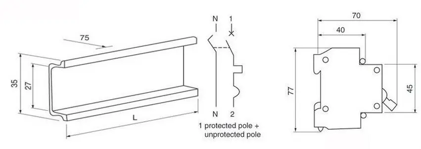 TPN 1P+ N Мини автоматический выключатель MCB 10A, 16A, 20A, 25A, 32A