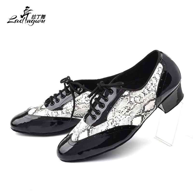Ladingwu/Мужская обувь из искусственной кожи с черной и змеиной текстурой; Обувь для бальных танцев с мягкой подошвой для латинских танцев; zapato baile