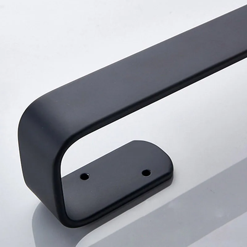 Black Single Washroom Space Aluminum Single Towel Bar Bathroom Hangers Square Towel Rack Bathroom Clothes Bath Wall ASL0002