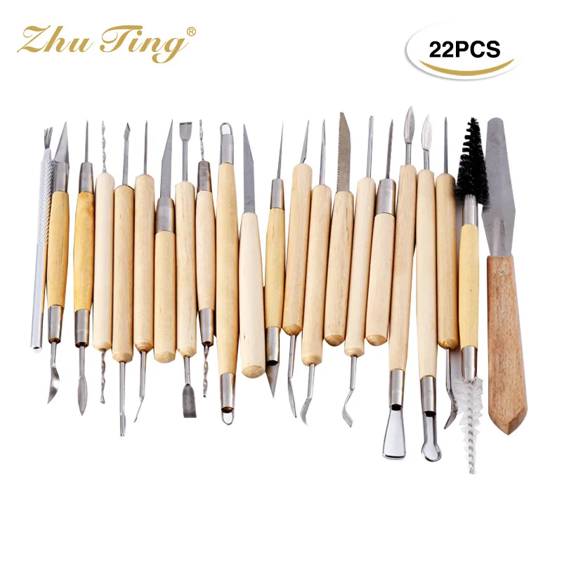 

22Pcs Clay Sculpting Tools Pottery Carving Tool Set Clay Shapers Modeling Tools & Wooden Sculpture Knife For School Art Suppies
