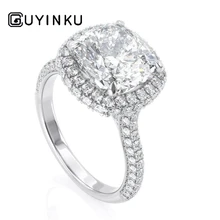 GUYINKU Solid 14K белый золотой центр 7 мм Подушка EF цвет Moissanite обручальное кольцо с камнем для женщин свадебный подарок