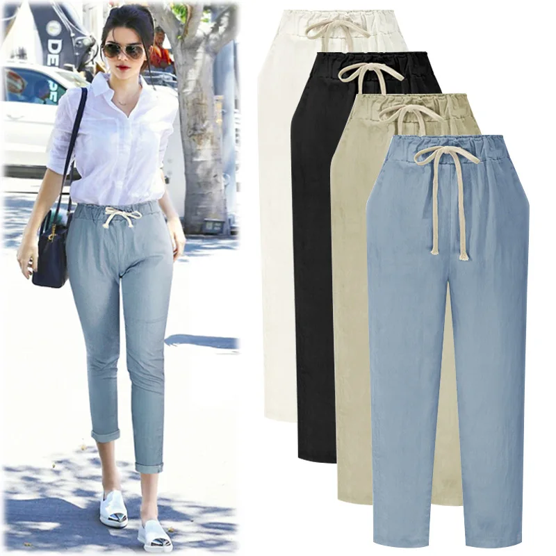 

Chiffon High Waist Harem Pants Bow Tie Drawstring Sweet Elastic Waist Pockets Casual Trousers Pantalones