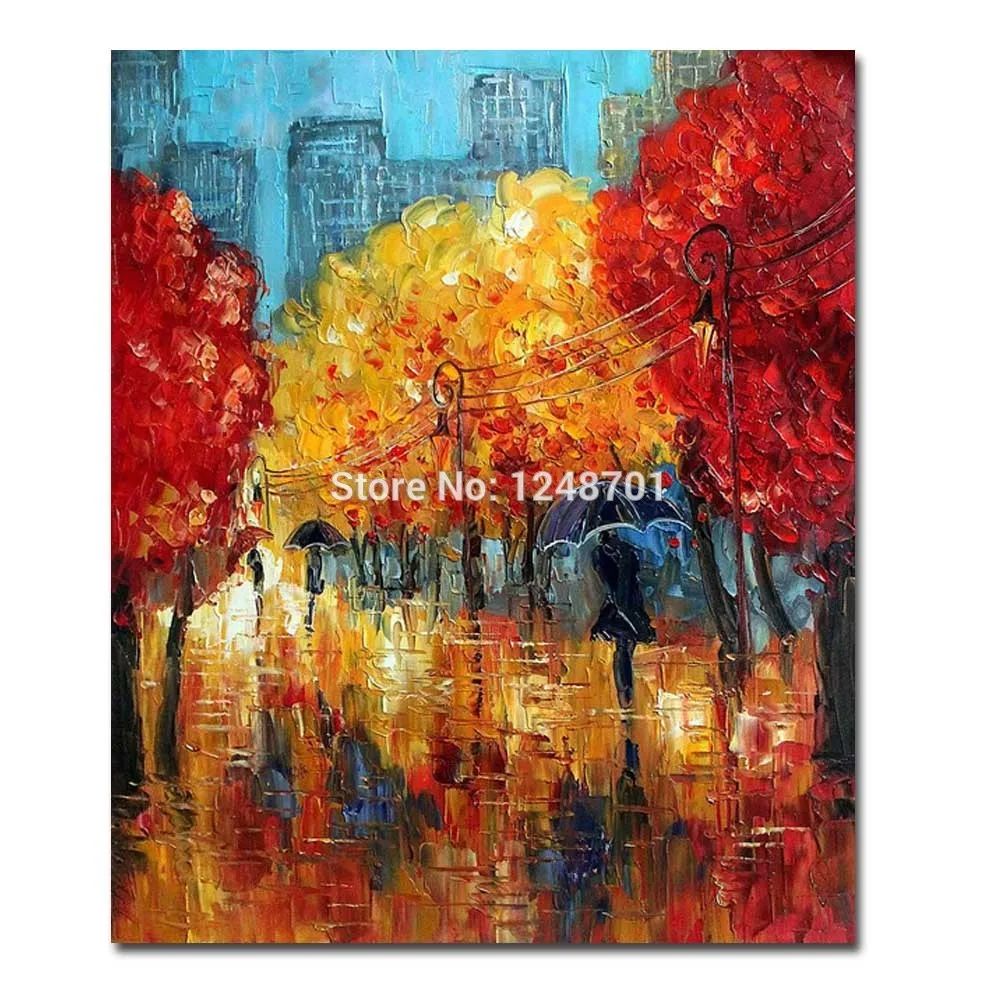 

Handmade Abstract Thick Impasto Autumn Oil Painting On Canvas Autumn Scenery Wall Picture For Living Room Homr Wall Decoration