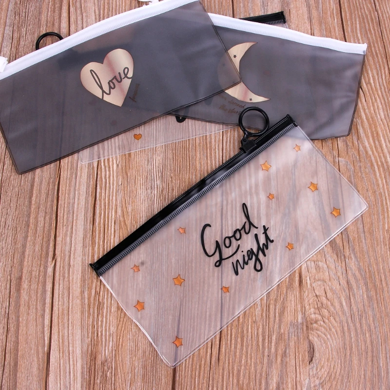 

Cute Moon Star Heart Transparent PVC Pencil Bag Pencil Case For Office School