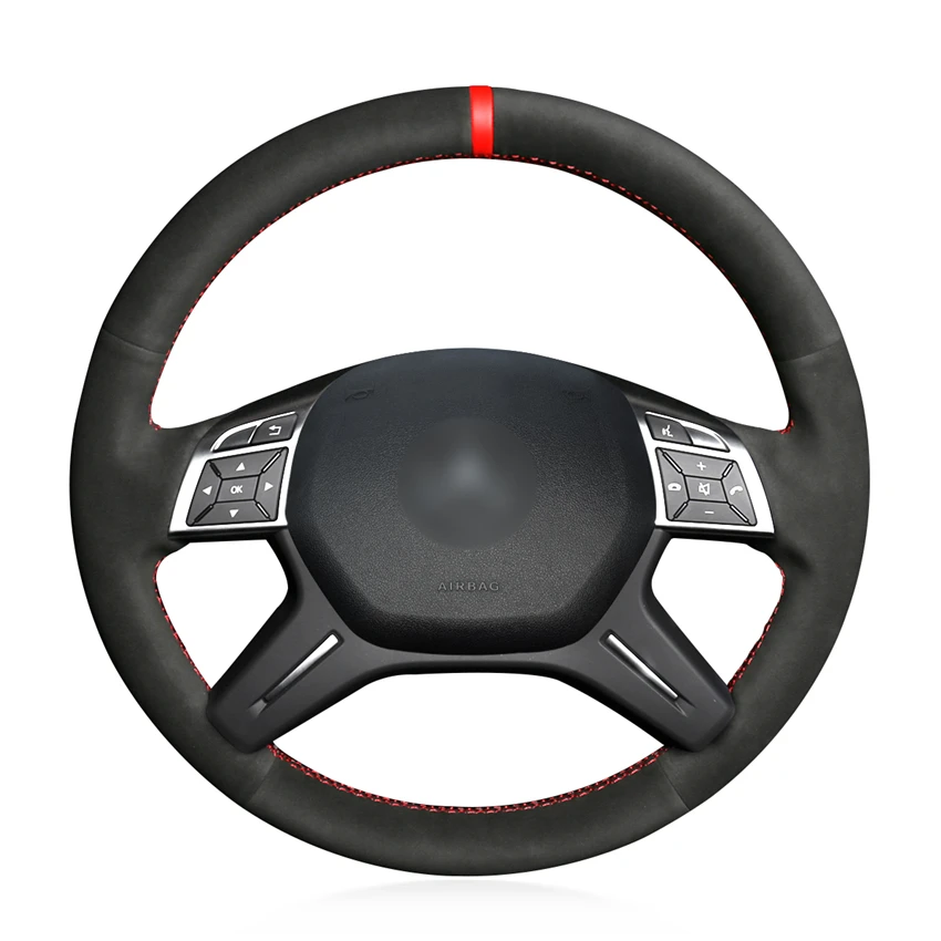 

Hand-stitched Black Suede Car Steering Wheel Cover for Mercedes Benz E-Class E300 2014 GL-Class GL 350 400 500 550
