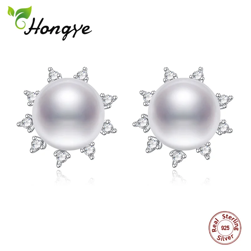 

Hongye New Arrival Stud Earrings Pearl Natural Freshwater Pearl Earrings for Women 925 sterling silver jewelry Party Wedding