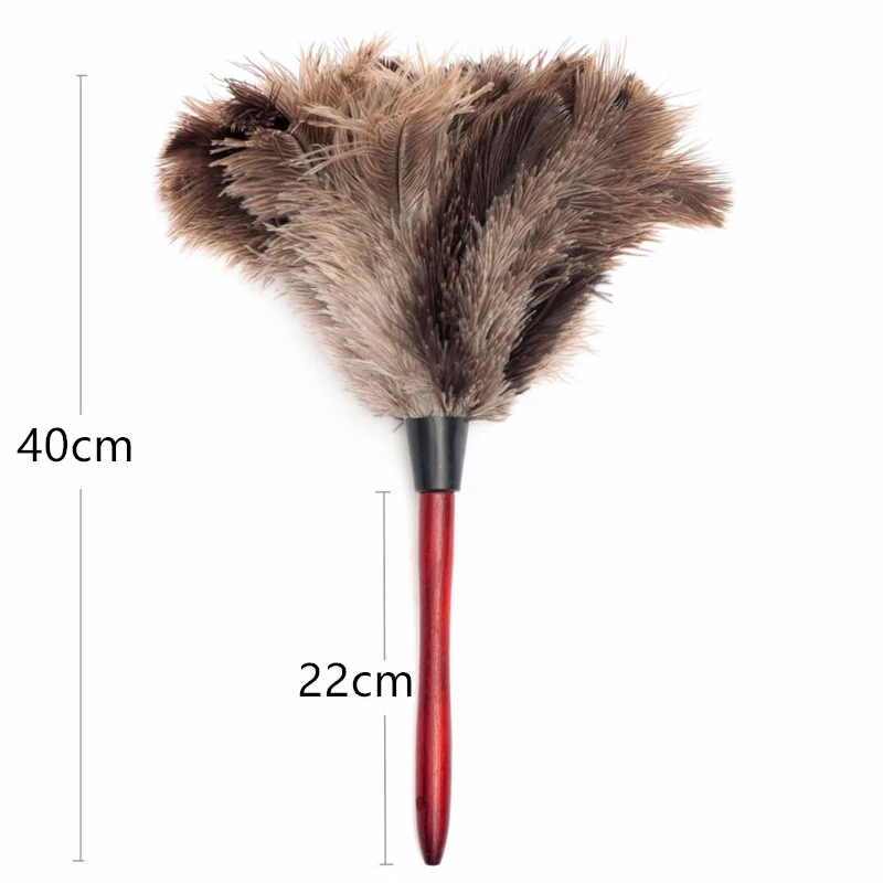 40cm Ostrich Natural Feather Duster Brush Wood Handle Anti-static Cleaning Tool Household Furniturer Car Dust Cleaner