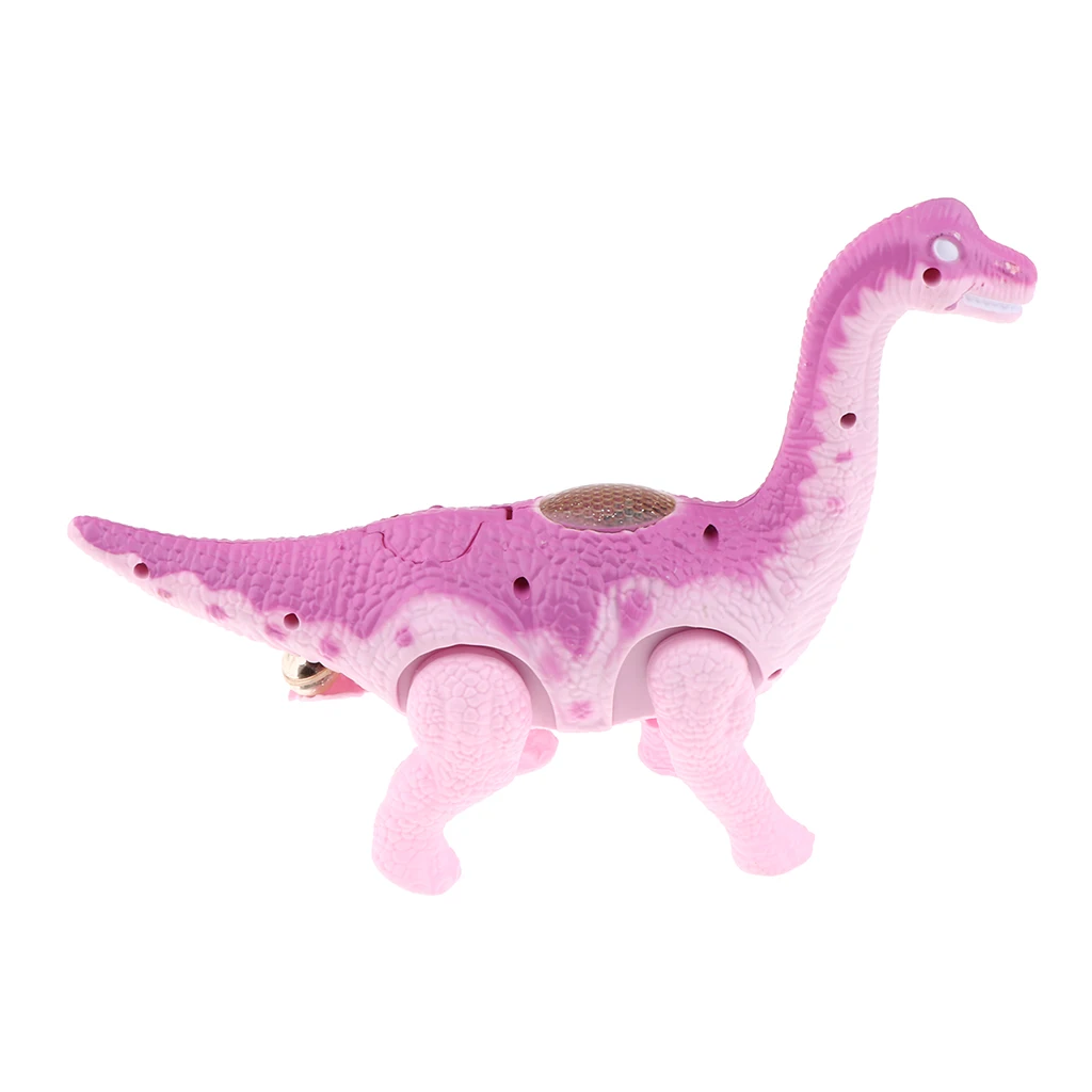 Plastic Battery Powered Walking Dinosaur Figure Model with Lights & Sounds Brachiosaurus Purple