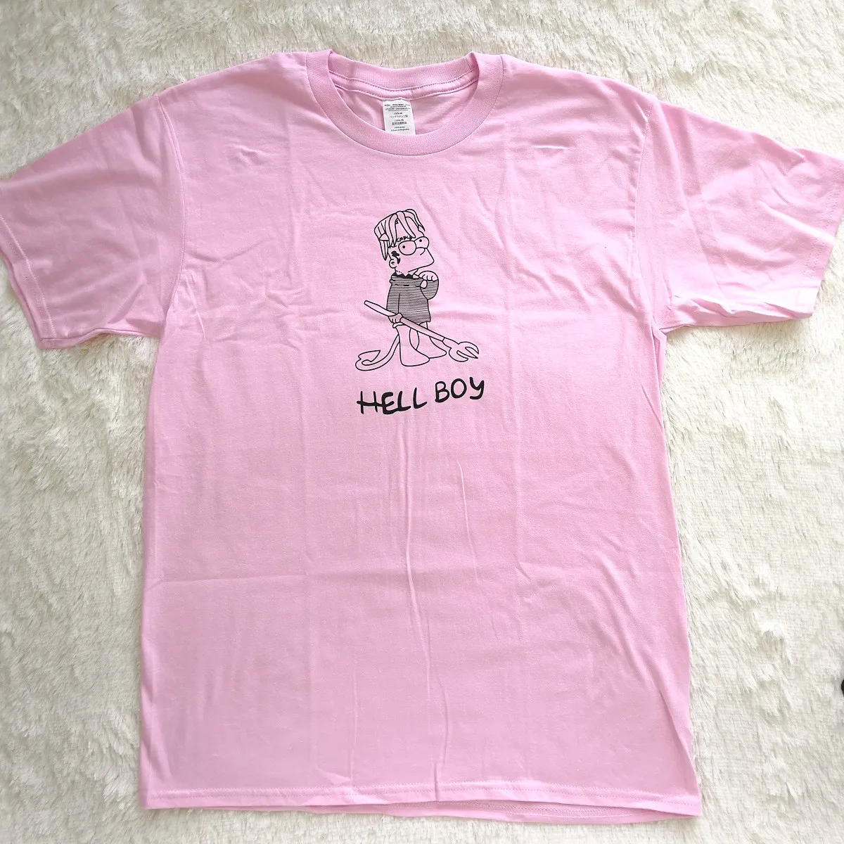 Женская футболка с забавным принтом «Hell Boy», женская футболка с принтом, свободный, негабаритный, летний топ, Harajuku, футболка с короткими рукавами, женская футболка, бренд Tumblr - Цвет: pink