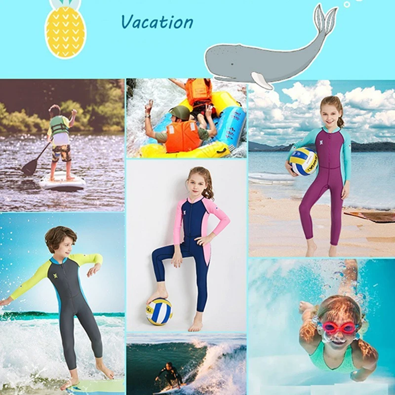 2,5 мм неопрен Dving брюки с УФ-защитой Детские Гидрокостюмы термо теплый длинный рукав купальник девушки серфинг гидрокостюмы