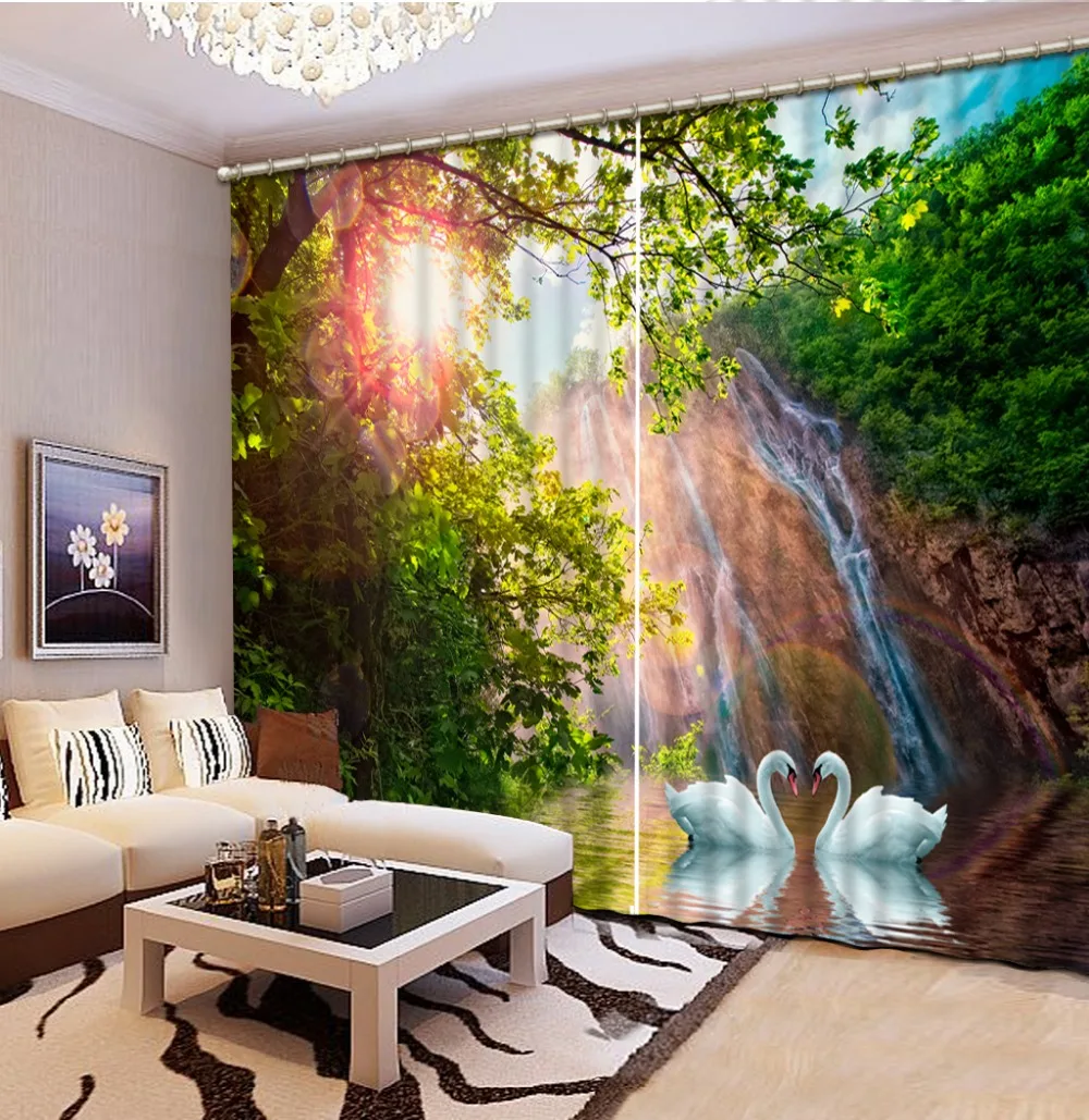 

Natural Beautiful Photo Customize size spring scenery sunshine Bedding room 3D Curtains Home Decoration