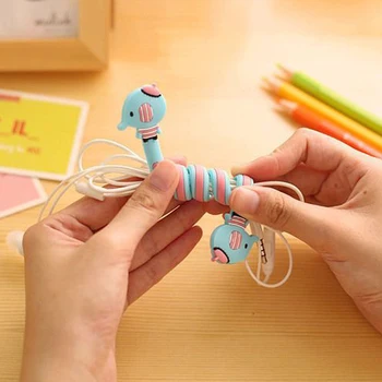 

10Pcs/Se Cartoon USB Cable Bites For Cable Protection Cute Iphone Accessory Animal Protector Data line Winder Cord Protect