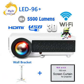 

New LED96 Android WIFI Video HDMI USB DVB-T 1280x800 Full HD 1080P Home Theater 3D LED projector