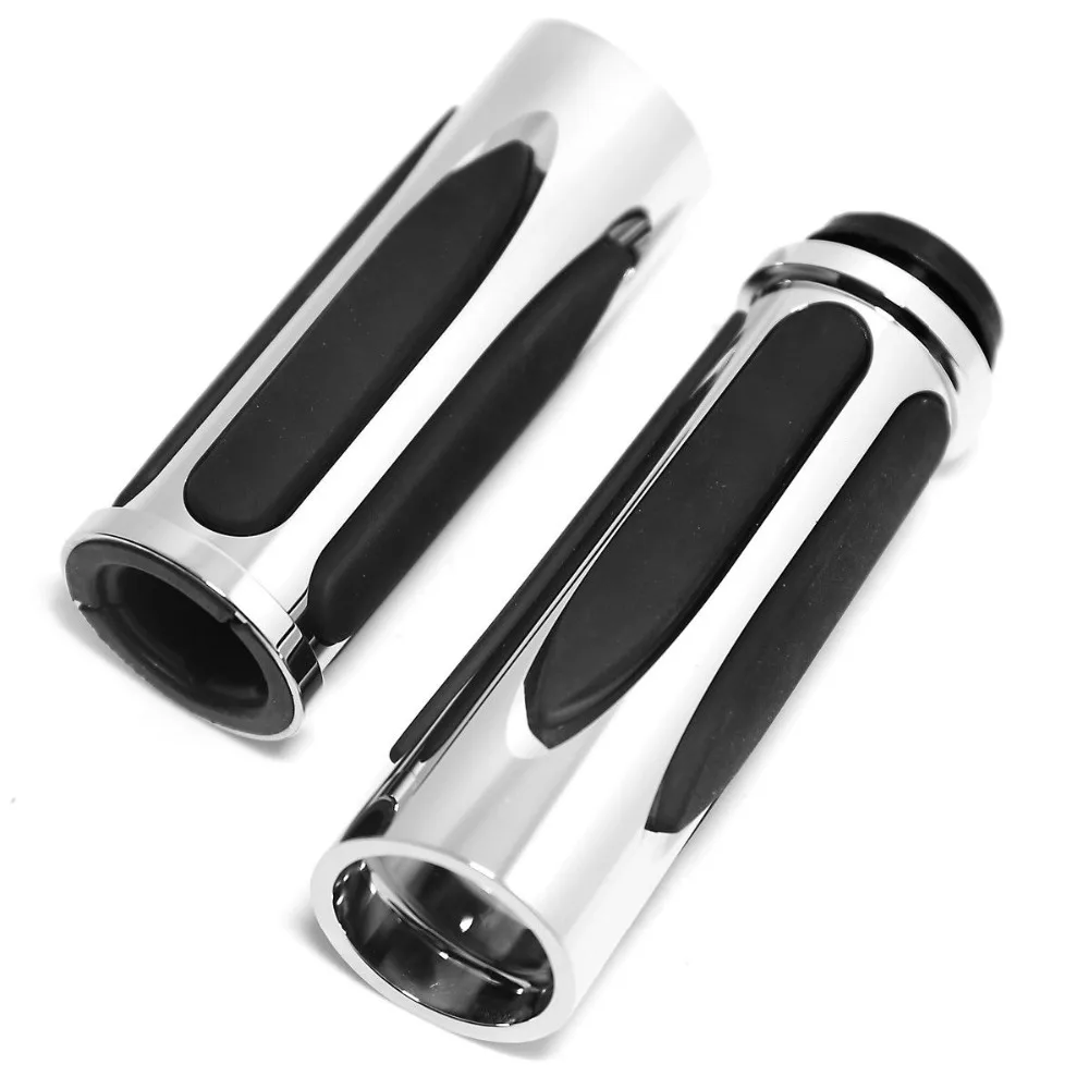 1Pair Shallow Cut Chrome Hand Grips For Harley Touring Street Glide