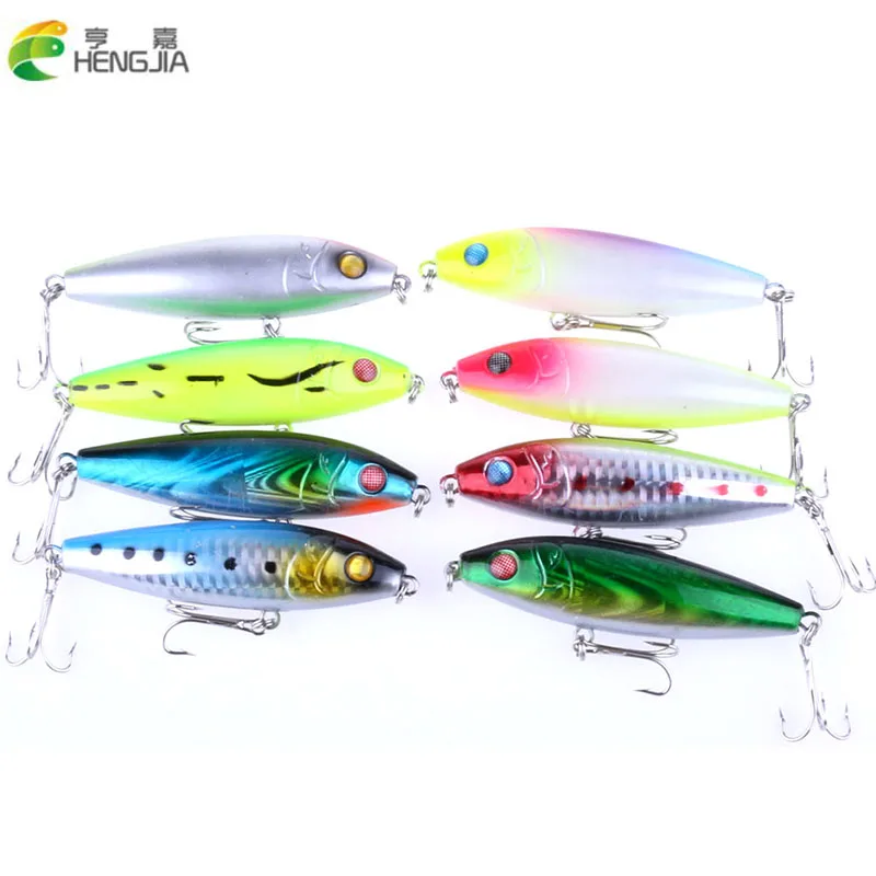 HENGJIA 50pcs 8CM 12G pencil hard fishing baits wobbler pike carp perch