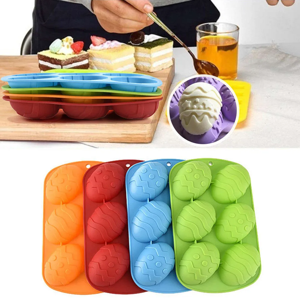 

6 Cavity Easter Egg Shaped Bakeware Mould Dessert Silicone Cake Baking Tools DIY Easter Chocolate Mold Cake Decorating Tools