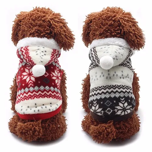 Мягкая зимняя теплая одежда для собак со снежинками, костюм, куртка с капюшоном