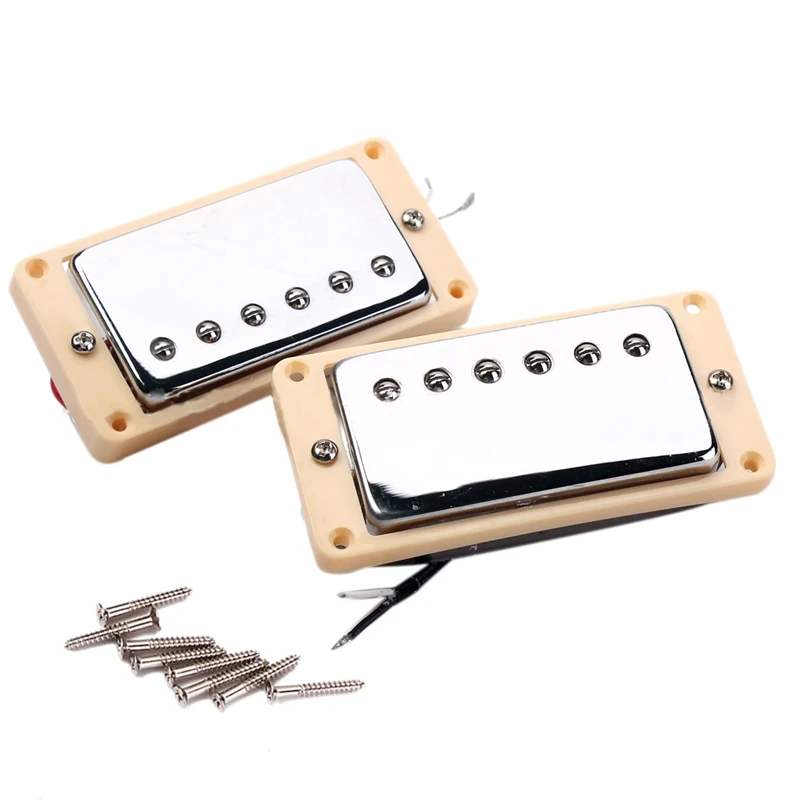 Набор двойной катушки Humbucker Пикап Электрогитара шеи и моста хром с желтой рамкой