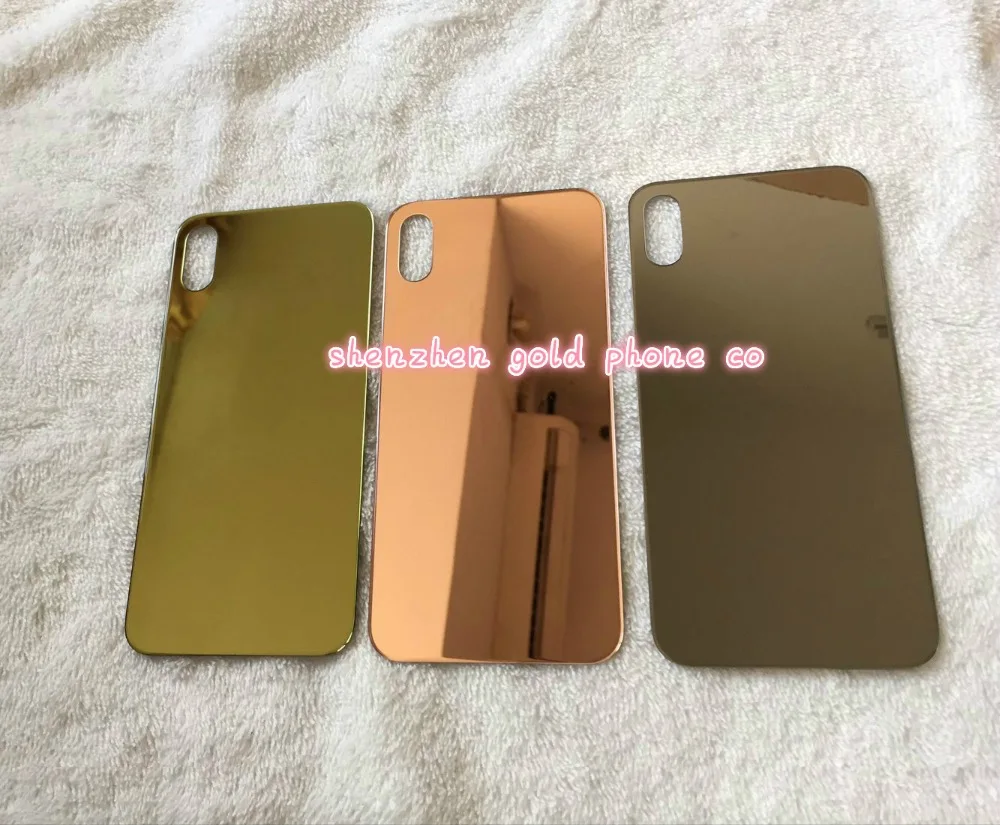 Чехол для iPhone x, крышка для батареи, задняя крышка, стекло, корпус, замена задней панели, 24ct, золото, розовое золото, с клейкой наклейкой