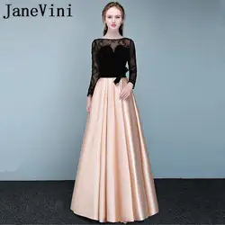 JaneVini Vestidos 2018 Изящные блестками Мать невесты платья с рукавами линии атласные вечерние платья Sukienka Wieczorowa