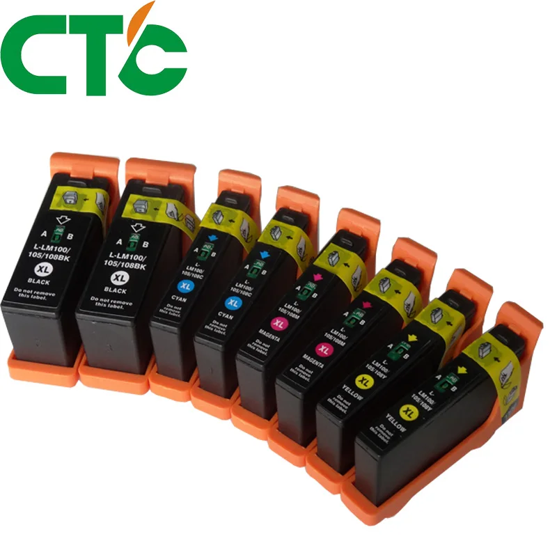 

8 PCS Ink Cartridge 100 100XL LM100 105XL 108XL Compatible for Lexmark S305 S308 S405 S408 S505 S508 S605 S608