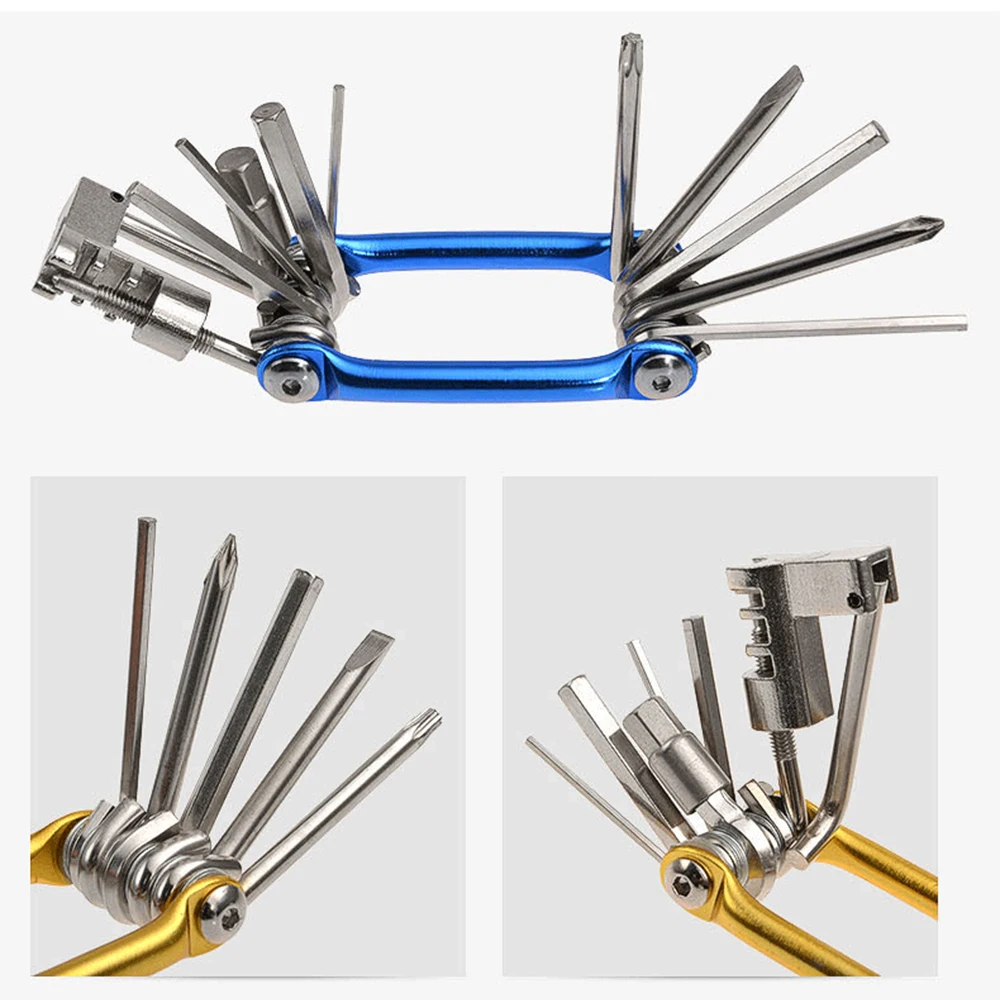

11 In 1 Multifunctional Bicycle Folding Repair Tool Screwdriver Hex Spoke Wrench Kit Set Bike Chain Cutter for MTB Road Cycling