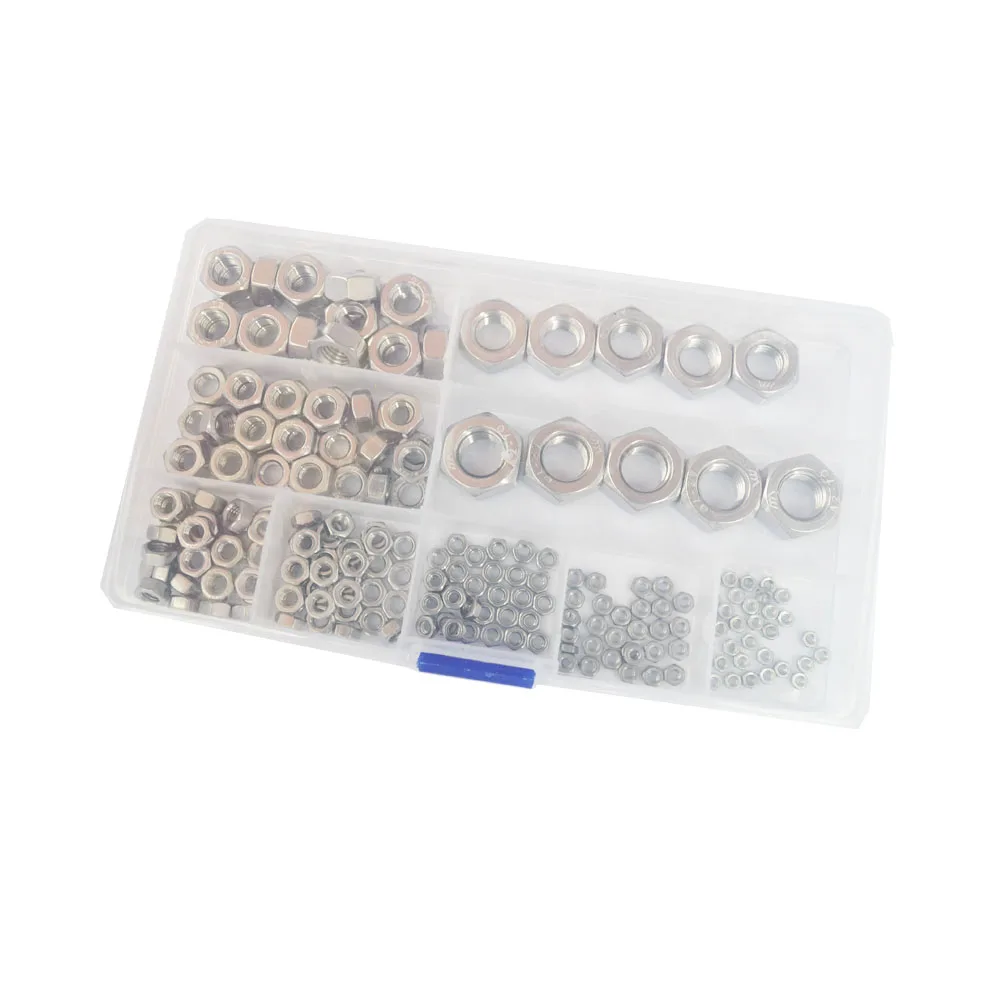 Ceny Nakrętki sześciokątne metryczny gwint stromy zestaw nakrętek ze stali nierdzewnej 304 210 sztuk, M2 M2.5 M3 M4 M5 M6 M8 M10 M12