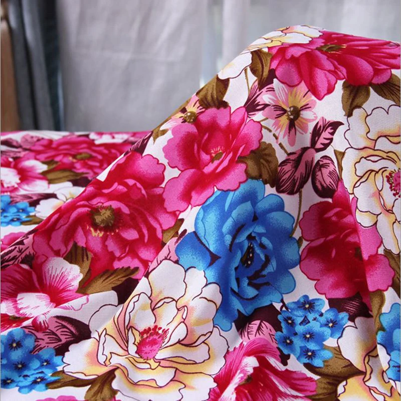 Big deal! 100cotton big flowers print fabric for dress lining silk