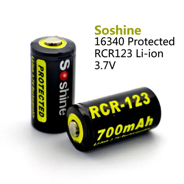 2PCS Soshine Li-ion RCR123 3.7V 16340 700mAh Protected Rechargeable Lithium Battery With Battery Case
